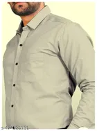 Cotton Blend Solid Shirt for Men, Silver 