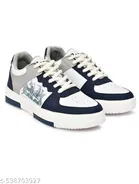 White & Blue Casual Trendy Sneakers for Men 