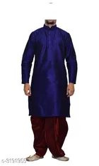 Banarasi Dupion Silk Solid Kurta with Dhoti for Men 