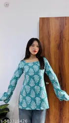 Ethnic Motif Printed Cotton Short Kurti for Women, Pack of 2 