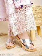Shoetopia Silver Flat Sandals 