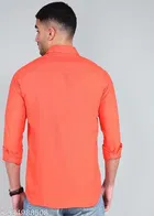 Cotton Blend Solid Shirts for Men, Orange 