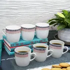 6 Pcs Ceramic Tea & Coffee Cup Set - Blue Royal Strip