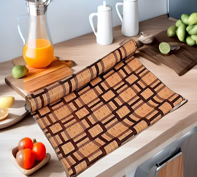 PVC Printed Shelf Mat Roll (Multicolor, 5 m)