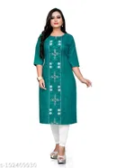 Embroidered Floral A-line Kurti for Women 