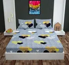 Glace Cotton Printed Fitted Double Bedsheet with Two Pillow Covers 