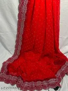 Georgette Saree for Women, Red 