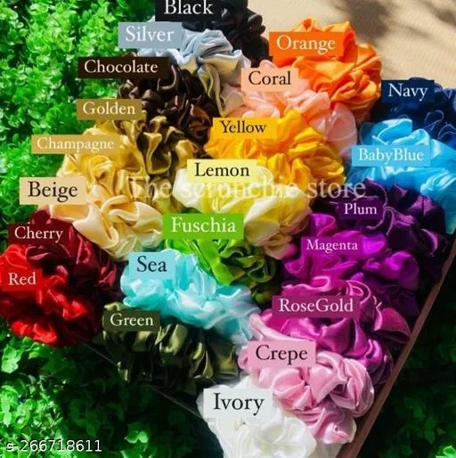 Scrunchies for Women, Pack of 12 (Multicolor)