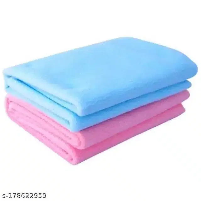 Cotton Mattress Protection Sheet (Sky Blue & Baby Pink, 28x20 inches) (Pack of 2)