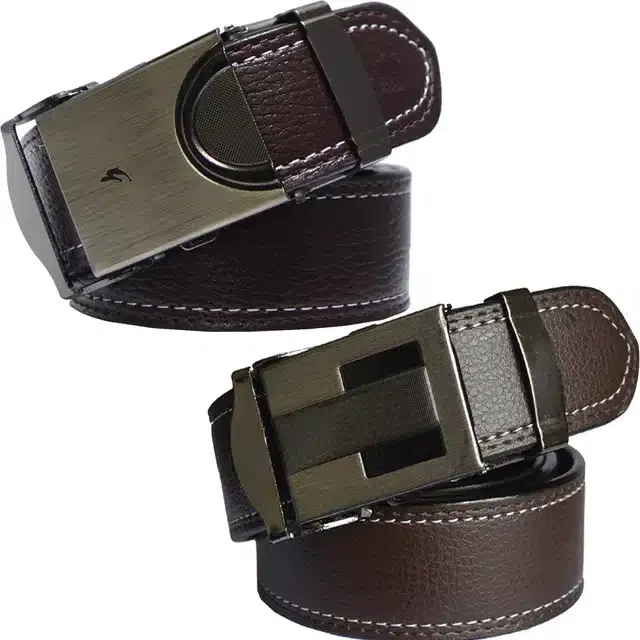Casual Belt for Men (Brown, Pack of 2)