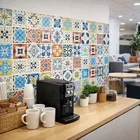Indian Royals Multicolour Tiles Luxury High Glossy  WaterProof , Stain Resistance Wallpaper 