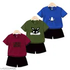 Cotton Blend Printed Clothing Set for Boys, Multicolour, Pack Of 3 