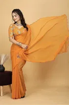 Silk Woven Design Saree for Women, Mustard 