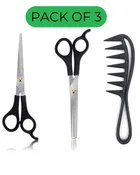 Plastic 3 Pcs Hair Care Comb Set (Black, Set of 1)
