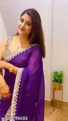 Georgette Solid Saree For Women, Purple