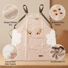 Waterproof Kitchen Apron with Side Towel Panels Biege