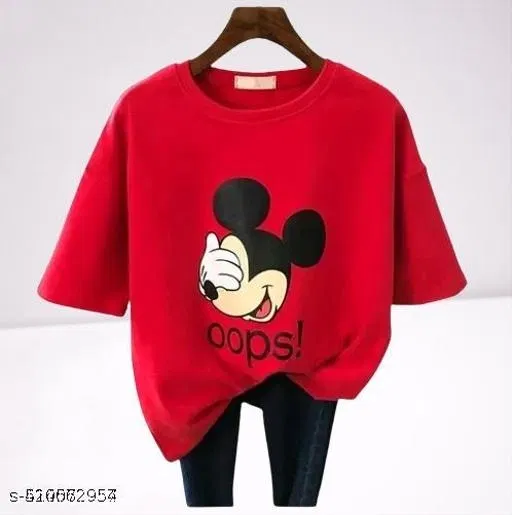 Cotton Blend T-shirt for Women, Red (S)
