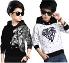 Cotton Blend Printed Hoodie for Boys (Black & White, 2-3 Years) (Pack of 2)