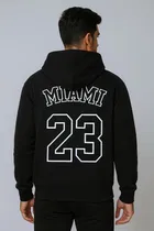 Fleece Printed Hoodie for Men, Black 