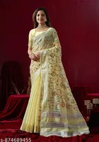 Thread Embroidery Kota Doria Cotton Saree for Women 