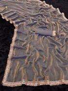 Satin Solid Saree for Women, Grey 