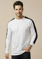 Polyester Printed T-shirt for Men, White 