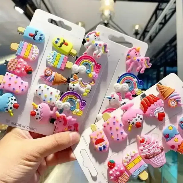 Rainbow Unicorn Ice Cream Hair Clips Set Baby Hairpin for Kids Girls & Toddler (Pack of 20)