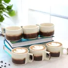 6 Pcs Ceramic Tea & Coffee Cup Set - Dual Tone Brown