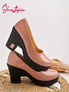 Patent Leather Round Toe Heel Sandals for Women 