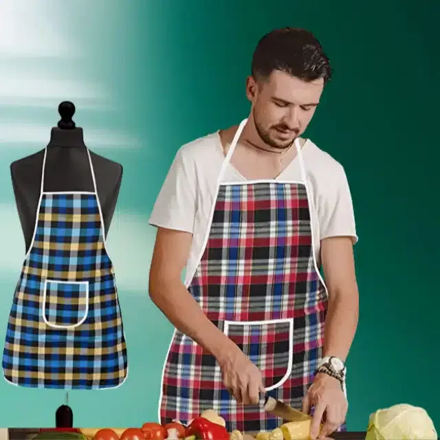 Cotton Kitchen Aprons (Multicolor, Pack of 2)