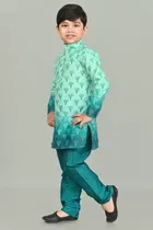 Printed Dupion Silk Kurta and Pajama Set for Boys 
