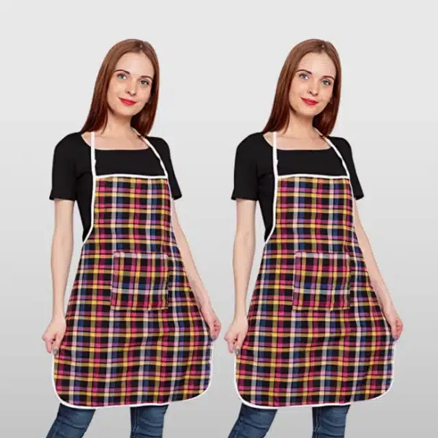 Cotton Kitchen Aprons (Multicolor, Pack of 2)