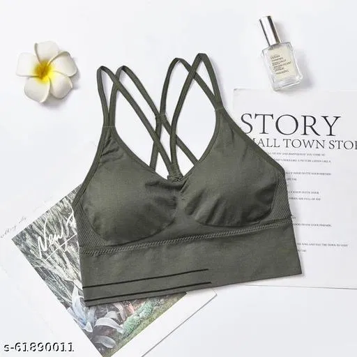 Viscose Spandex Bra for Women, Green (32B)