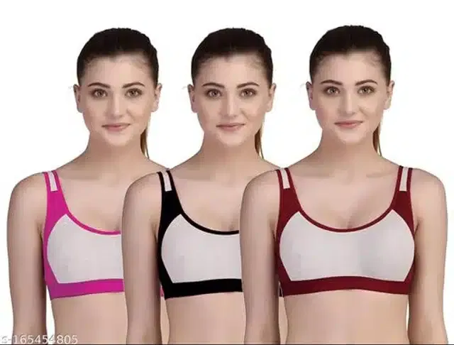 Hosiery Padded Bra for Women (Multicolor, 32B) (Pack of 3)