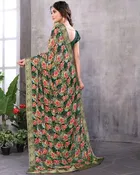 Tussar Silk Printed Saree for Women, Green 