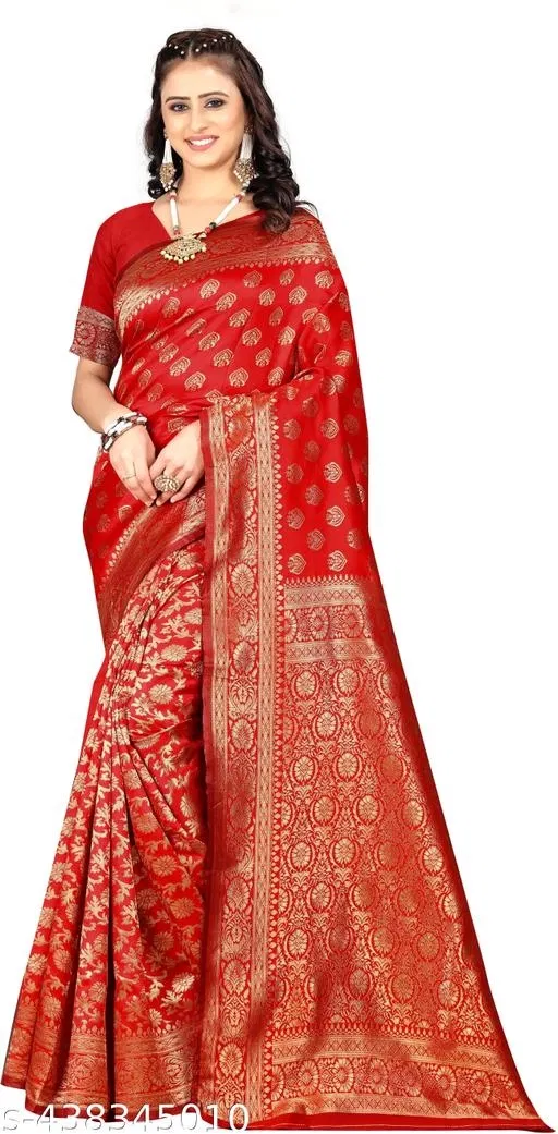 Banarasi Silk Zari Woven Saree for Women (Red, 6.3 m)