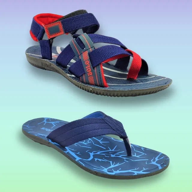 Slipper with Sandals for Men (Multicolor, 10) (Pack of 2)