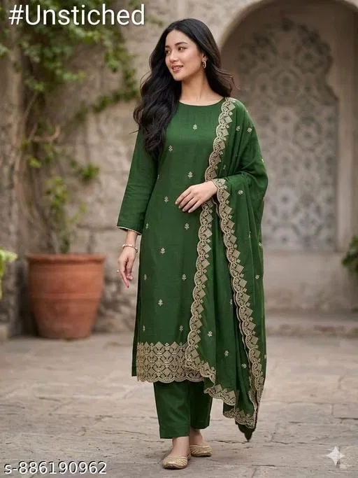 Vichitra Silk Pakistani Suits for Women (6.45 meter (XL)