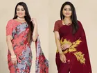 Women's Printed Saree with Unstitched Blouse 