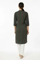 Cotton Blend Printed Kurti for Women, Green 