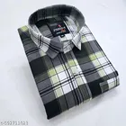 Cotton Blend Checkred Shirt for Men, Green 
