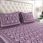 Jaipuri Cotton Double Bedsheet with 2 Pillow Covers | 80x90 Inch | Ethnic Motifs Purple | Traditional Rajasthani Print