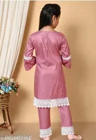 V Neck Rayon Kurta Set for Girls 