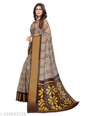 Printed Linen Zari Border Saree for Women 