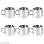 Stainless Steel Tea Cup (Multicolor, 100 ml) (Pack of 6)