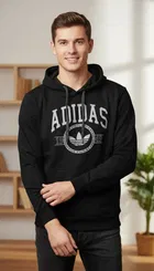 Feelce Printed Hoodie for Men, Black 