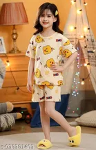 Cotton Blend Night Suit for Girls 