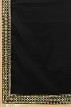 Net Solid Saree for Women, Black 