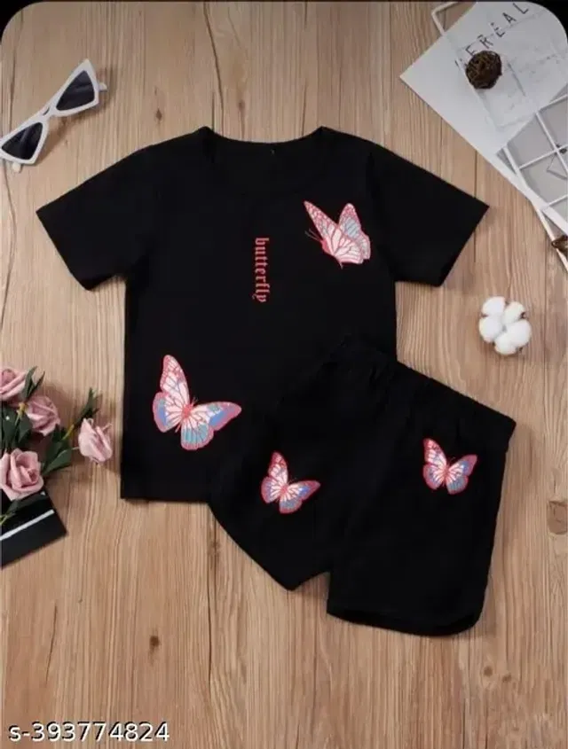 Hosiery Cotton Clothing Set for Boys & Girls (Black, 3-4 Years)