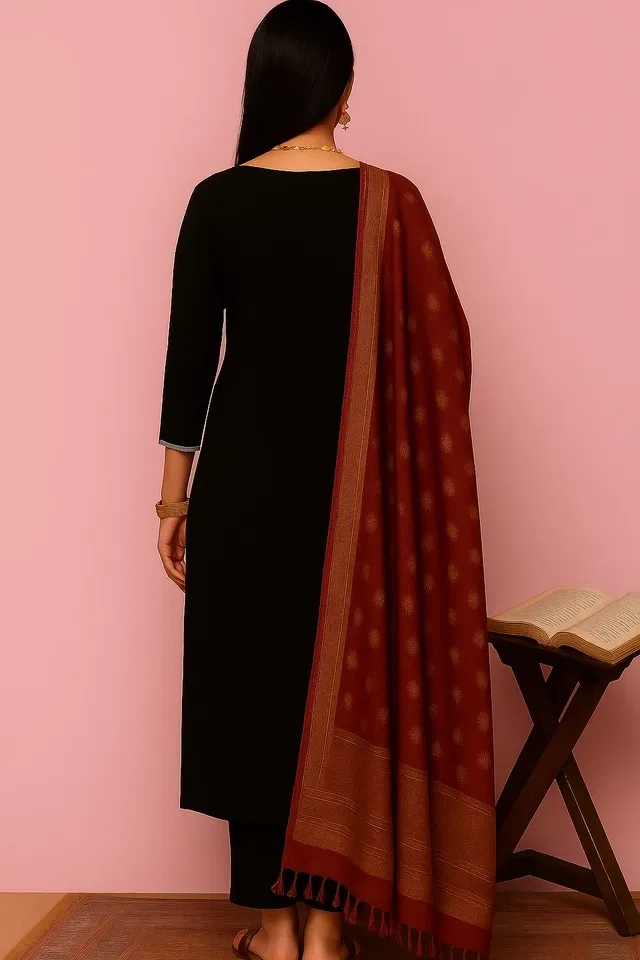 Cotton Embroidered Kurti for Women (Black, L)